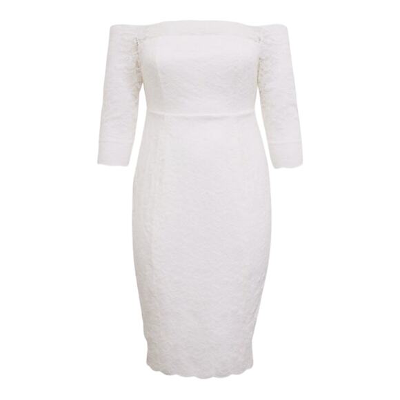 Torrid NWT Special Occasion Ivory Lace Off Shoulder Bodycon Dress Size 28 - Picture 4 of 14